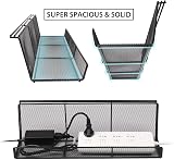 Univivi 2pk Under Desk Cable Management Tray Metal Wire Basket Organizer Black view 3
