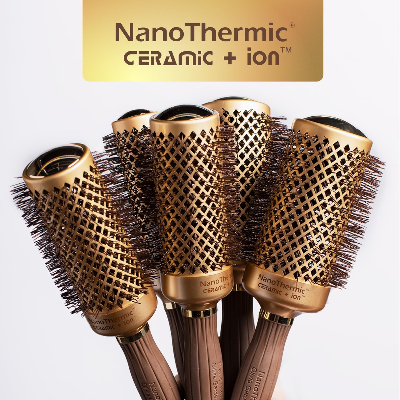 Olivia Garden NanoThermic Ceramic + Ion Round Thermal Hair Brush - Not Electrical - Professional Blowout Brush for Normal to Thick Hair