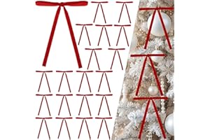 24Pcs Velvet Ribbon Bows for Christmas Tree - Vintage Decor, Door Garland, Wreath Decorations, Home & Wedding Decoration - Cl