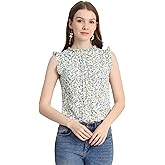 Allegra K Floral Sleeveless Blouses for Women's 2025 Trendy Summer Ruffled Dressy Casual Top