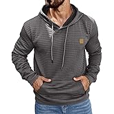 Aiyino Men's Hoodies Pullover Casaul Long Sleeve Drawstring Waffle Knit Hooded Sweatshirt with Kanga Pocket