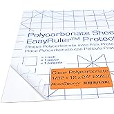 Polycarbonate Sheet 12 x 24 x 1/32" Clear Plastic, Plexiglass Replacement | Clear Polycarbonate, Easy Cut to Size, Shatter Resistant, EasyRuler Film. DIY Bend &amp; Mold. Hobby PC Panel, Glass Replacement