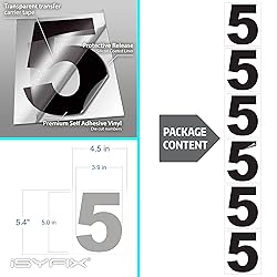 iSYFIX Black Vinyl Number 5 (Five) Stickers - 6