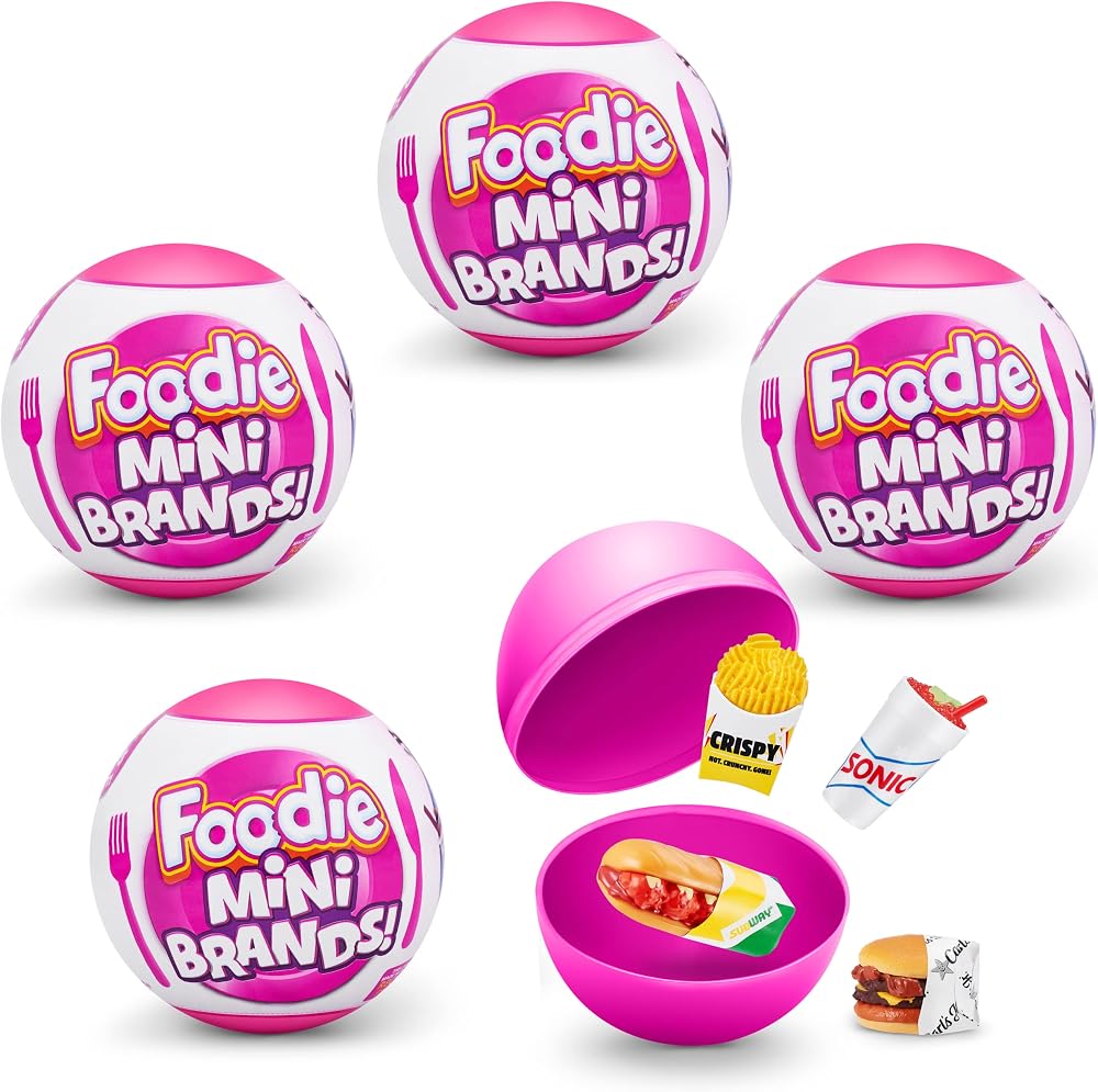 Mini Brands 5 Surprise Foodie 4 Pack by ZURU Collectible Mystery Toy Capsules