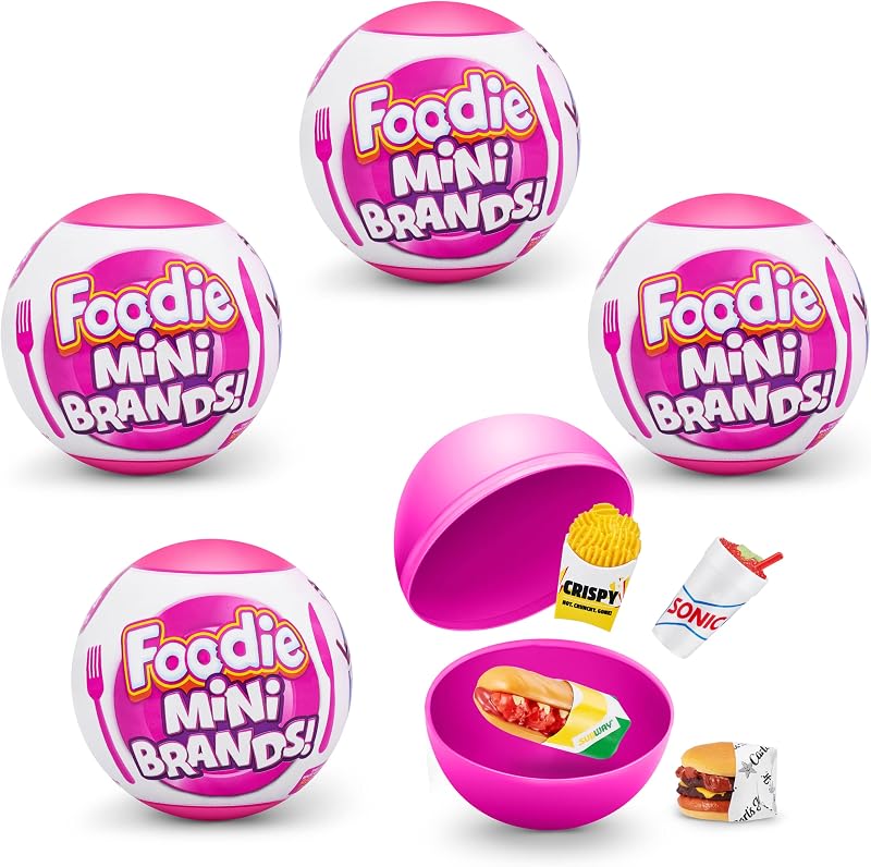 Mini Brands 5 Surprise Foodie 4 Pack by ZURU Collectible Mystery Toy Capsules