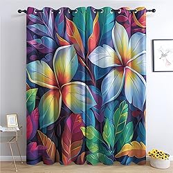 Plumeria Flower Blackout Curtains, Floral Patterned