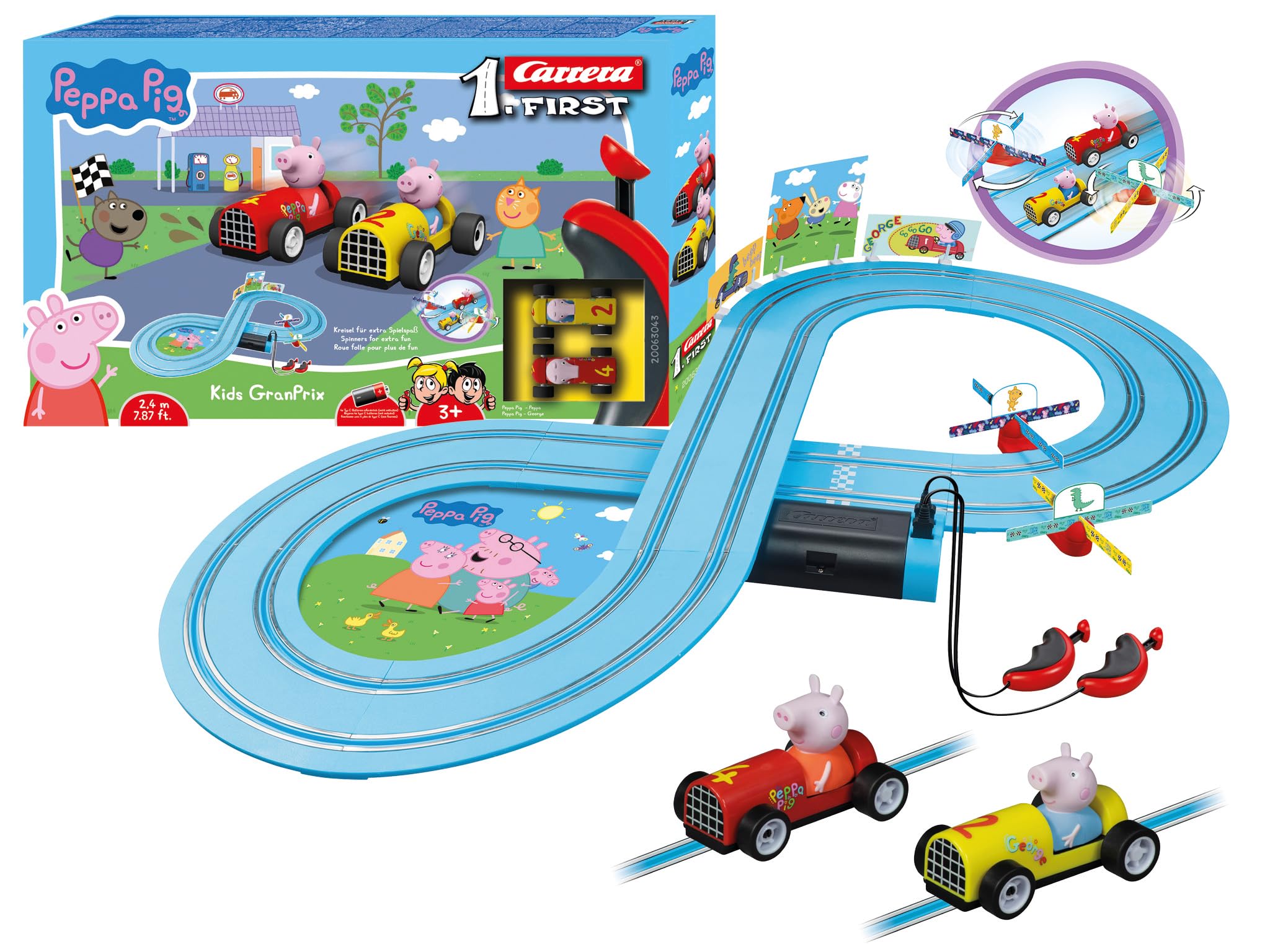 Carrera FIRST 20063043 Peppa Pig - Kids GranPrix - FIRST Slot Racing Track, For Children From 3 Years And Adults