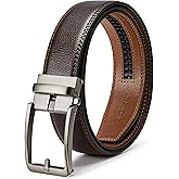 SKiporty Black Mens Belt Ratchet Belts Dress Casual Leather Belt for Men With Slide Adjustable Click Buckle Gifts Box
