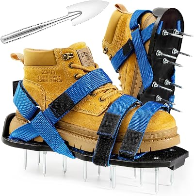 Bakulala Lawn Aerator Shoes Heavy Duty 2 Inch Spikes Adjustable Straps Blue
