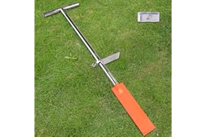 LICHTUND Dibble Bar Tree Planting Tool with Foot Pedal, Stainless Steel Pole T-Handle Digging Bar, Long Dibbler Garden Tool Flat