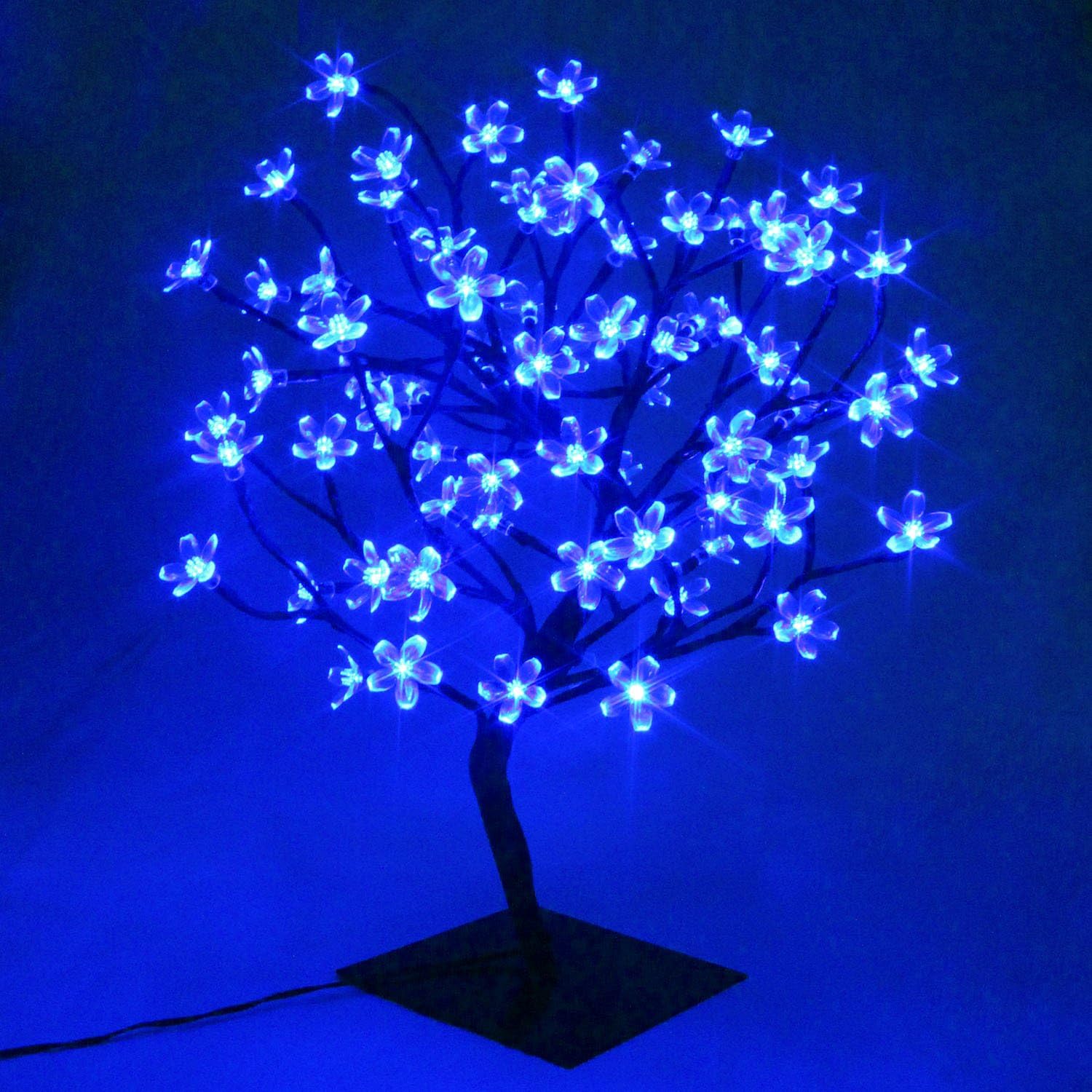 Led Cherry Blossom Bonsai Stylt Tree Lamp 60cm With 90 Led Blue