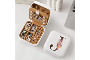 Parima Gifts for Women - Personalized Birthday Gifts for Women, Mothers Day Gifts for Women, Women Gifts Idea, White Initial Travel Jewelry Case Jewelry Box for Women Jewelry Organizer J