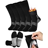 Cutecrop 4 Pairs Thermal Heated Socks with Foot Warmer Pockets Toe Foot Pouch Hiking Crew Socks Pockets Outdoor Heated Stockings Hunting Stockings for Men Hunting Hiking Skiing No Warmer