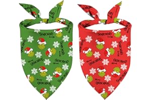 YAOFAVO Christmas Dog Bandanas 2 Pack, HOHOHO Red Dots Dog Scarfs for Boy and Girl, Pet Scarves for Chrismtas Holiday Bandanas Bulk for Small Medium Large Dogs