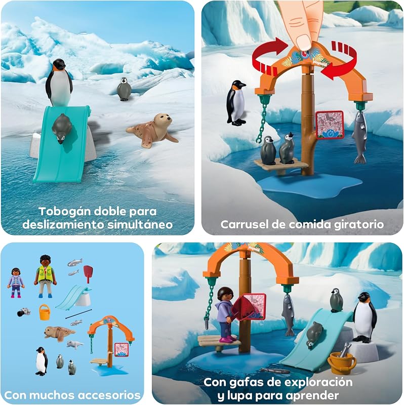 | Animals & Friends | Zoo Expedición al Hielo | Pingüinos y focas con carrusel de alimentación | Juguete Infantil a Partir de 4 años | 72073
