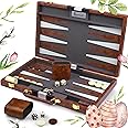 Large Backgammon Sets for Adults - Classic Board Games for 2 Players Adults and Kids - Premium Backgammon Set 15 inch Board and 32 Backgammon Pieces in Quality PU Leather Case - Gift for Man