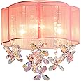 3 Light Bedroom Chandelier Ceiling Light Pink Lamp 13" Small Crystal ...