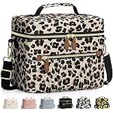 Capolo Lunch Box for Women Men Adults,Insulated Lunch Bag Leakproof Lunch Cooler Box with Removable Strap Cute Lunch Tote Bags Reusable Thermal Lunchbox for School Work Picnic(Small,Leopard)