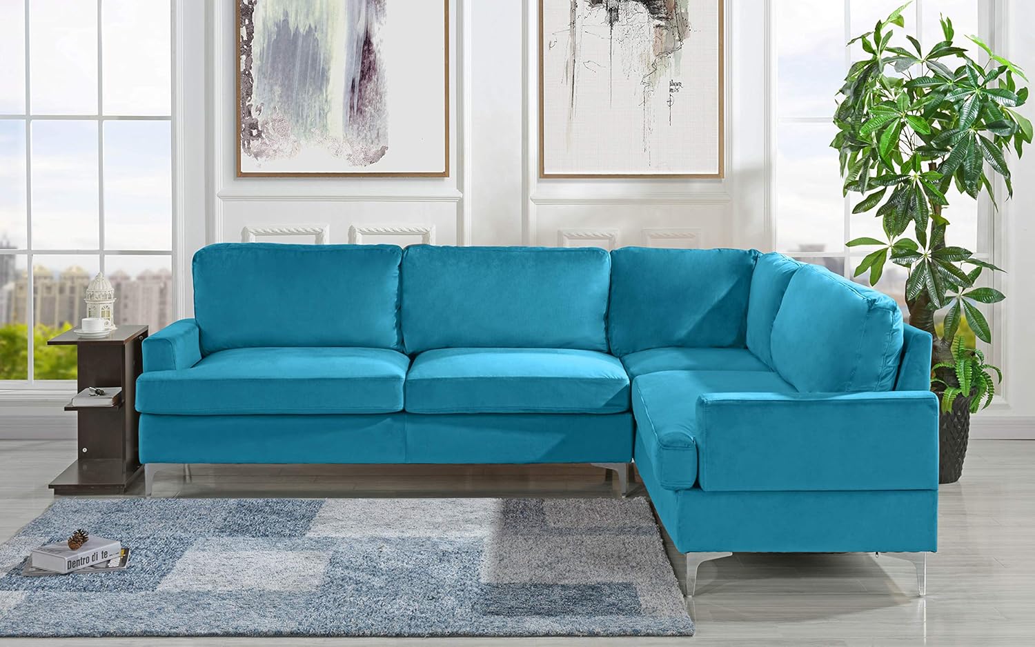 Velvet 101 1 Inch Sectional Sofa Classic Living Room L Shape