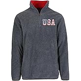 JH DESIGN Men’s USA Quarter Zip Thermal Fleece Pullover Long Sleeve Sweatshirt