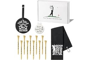 A1diee Funny Golf Gifts Set for Dad with Best Dad by Par Golf Bag Tag Wood Tees Hat Clip Embroidered Towel Dad Birthday from Daughter Son Wife Golfers Daddy Golfing Accessories(13Pcs)