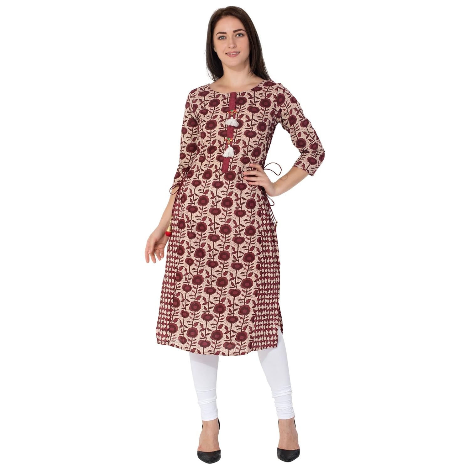 gulmohar jaipur women's cotton straight kurti (pink)
