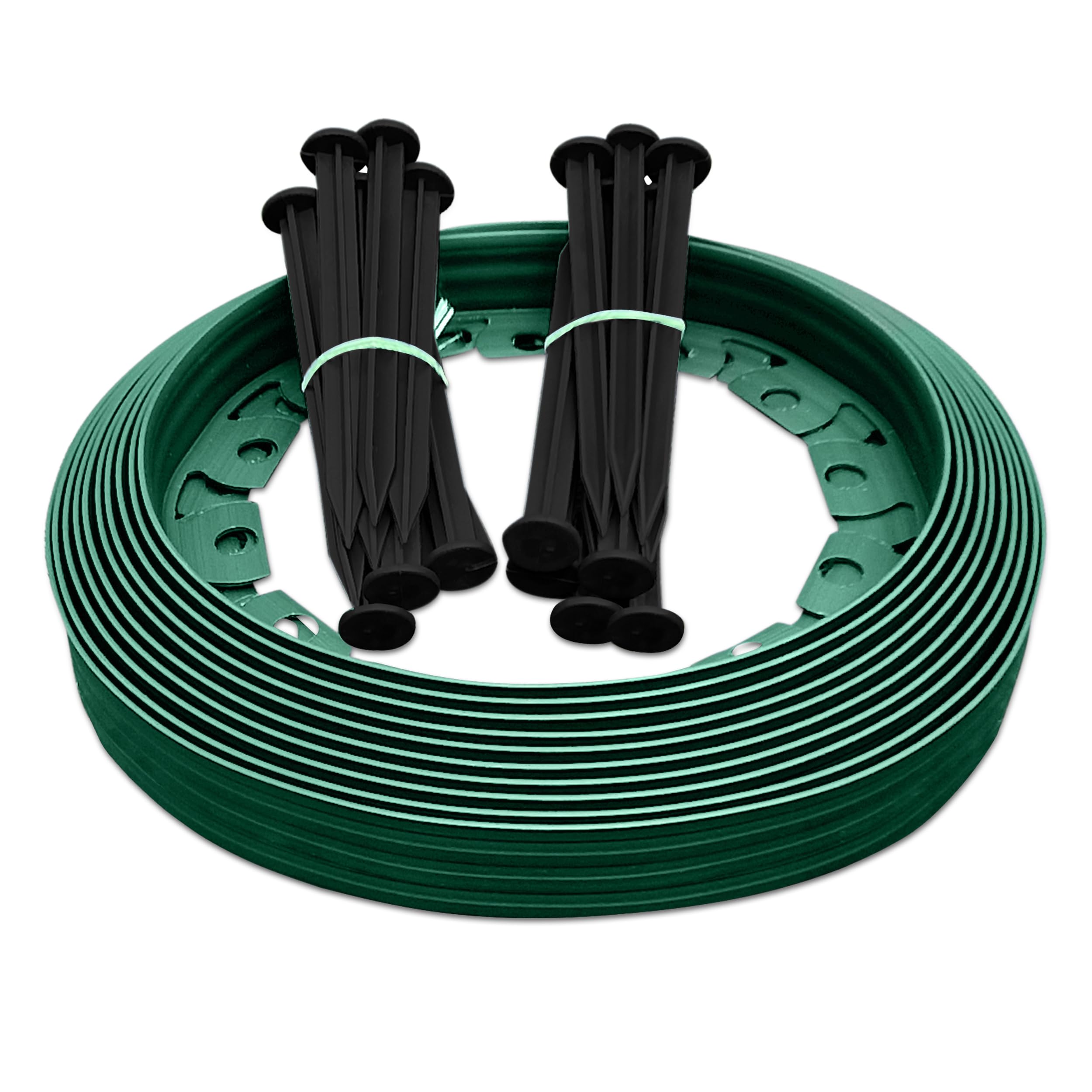 Transform Your Outdoor Space with 10m of Flexible Green Garden Edging Border - Complete with 20 Securing Pegs for Perfect Flower Beds, Lawns, and Pavement Design (60mm High). Set by MYPURECORE