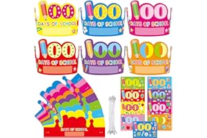 ceiba tree 100 Days Paper Crowns for Kids Happy 100th Day of School Hats with Stickers Classroom Crafts Party Favors