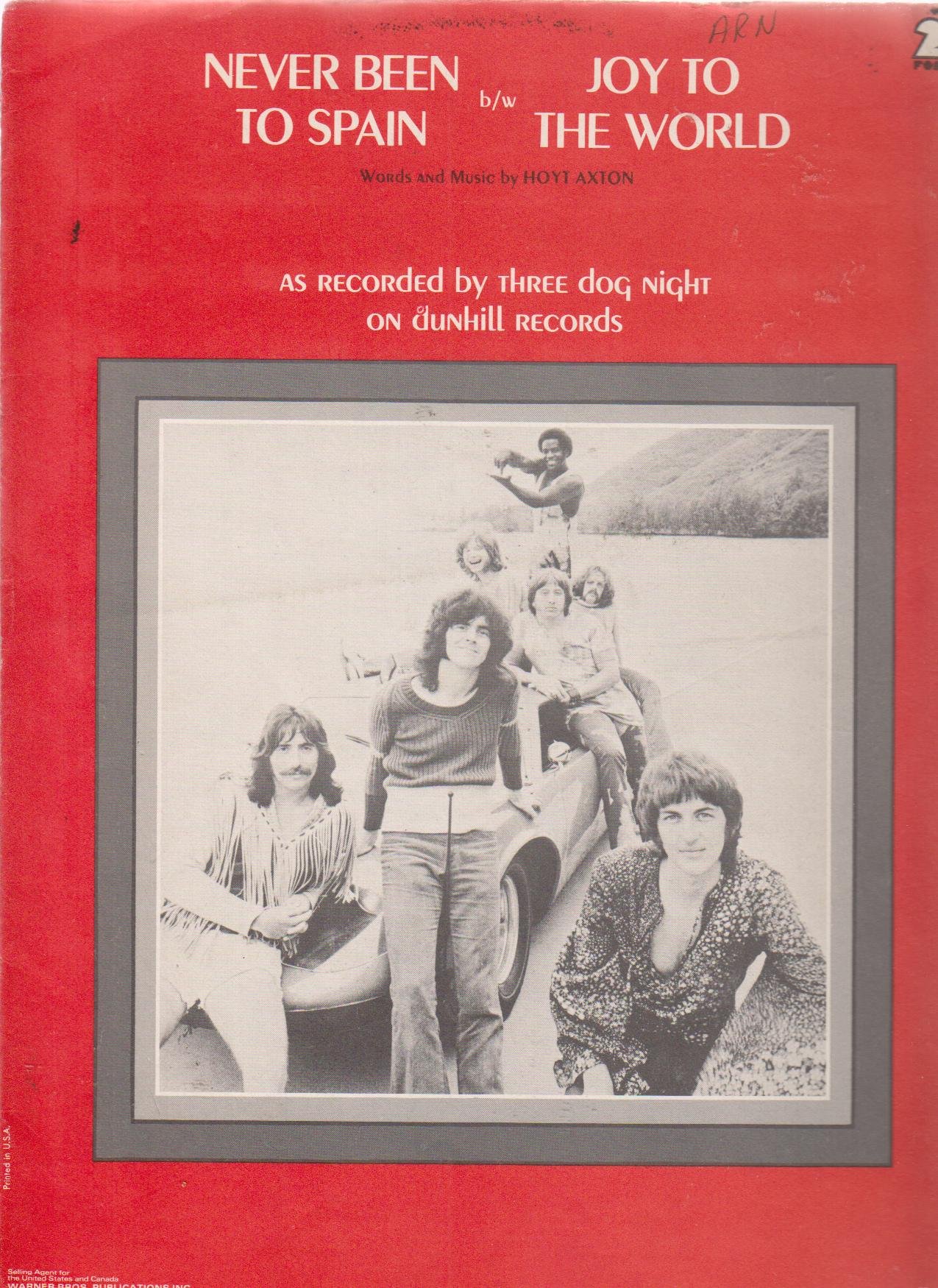 Amazon Com Never Been To Spain Joy To The World Three Dog Night Vocal Piano Guitar Hoyt Axton Books
