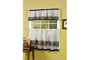Achim Home Furnishings Veggies Tier and Valance Set, 58-Inch by 24-Inch, Navy