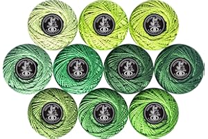 colored bird Crochet Thread 10 Balls Cardinal Size 8 for Crochet Hardanger Cross Stitch Needlepoint Hand Embroidery (Dark Green Series)