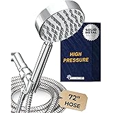 HammerHead Showers® Solid Metal Handheld Shower Head with Hose and Brass Holder - CHROME - 2.5 GPM High Pressure Shower Heads