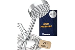 HammerHead Showers® Solid Metal Handheld Shower Head with Hose and Brass Holder - CHROME - 2.5 GPM High Pressure Shower Heads with Adjustable Shower Wand Bracket - 6ft Flexible Extension