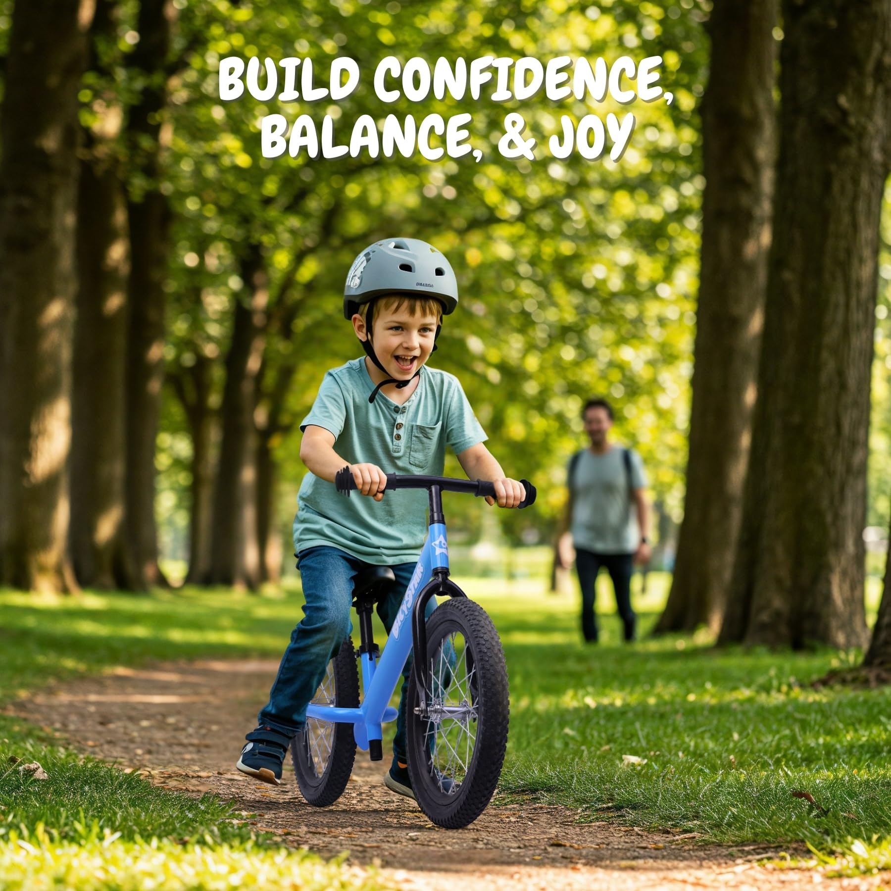16 Inch Balance Bike, Toddler Bicycle Ages 5-8, Air Tires, Footrests, No Pedals Push Bike, Toddler Outdoor Toy Bike for Kids, Boys Girls