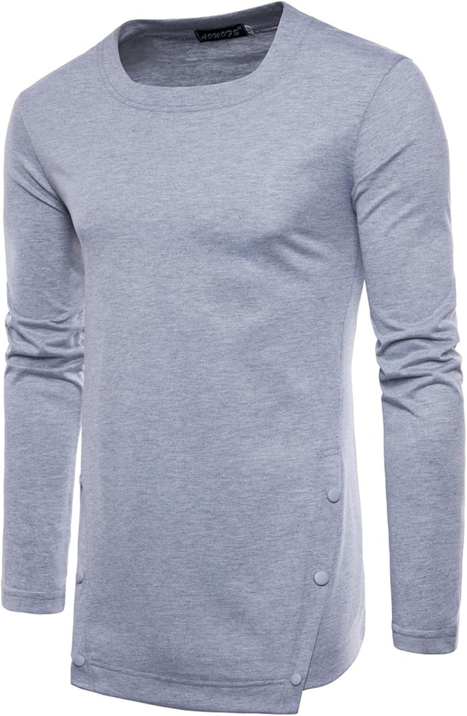 Herren Langarmshirt Aus Baumwolle - Henley Hemd Mit V-Ausschnitt