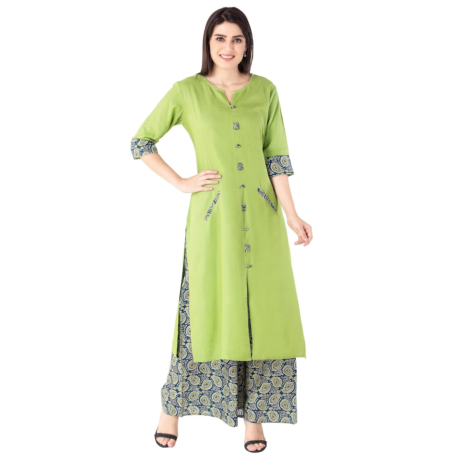 khushal k women's rayon kurta with palazzo set