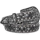 SUOSDEY Women Men Rhinestone Belt Unisex Sequin Strap Bling Crystal Western Studs Glitter Luxury Belt for Jeans Pants Dress