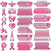 Kenning 120 Pcs Breast Cancer Awareness Charms Pink Ribbon Pendant Alloy Gnome Hope Beads Breast Cancer Enamel Charms Bulk for Jewelry Making DIY Necklace Bracelet Earring Crafts