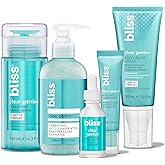 Bliss Acne-Prone Skin Bundle - Clear Genius Toner, Body Spray, Spot Treatment BHA Salicylic Acid and Clarifying Peel & Cleanser