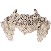 Elerevyo Floral Cotton Crochet Mantilla Scarves, Little Shawl Cape Triangle Head Covering Church Veil for Mass Wedding