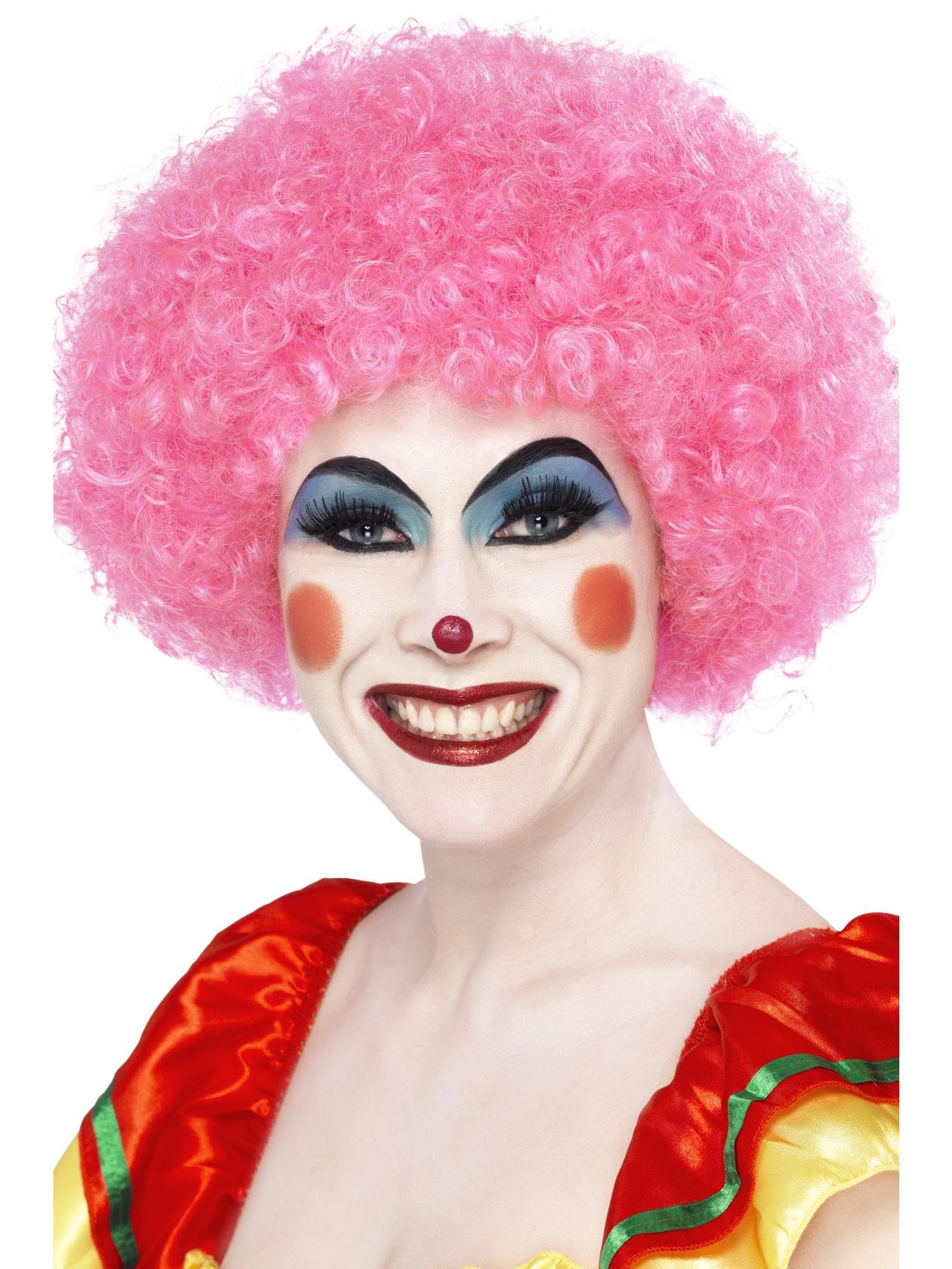 Smiffys Crazy Clown Wig, Pink 120g, Circus Fancy Dress, Clown Dress Up Wigs Halloween