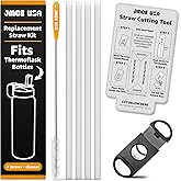 Jmoe USA Replacement Straws For Thermoflask Water Bottles | Fits 14, 16, 18, 24, 32, 40, 64 oz | BPA Free | Customizable Length With Measuring & Cutting Tool
