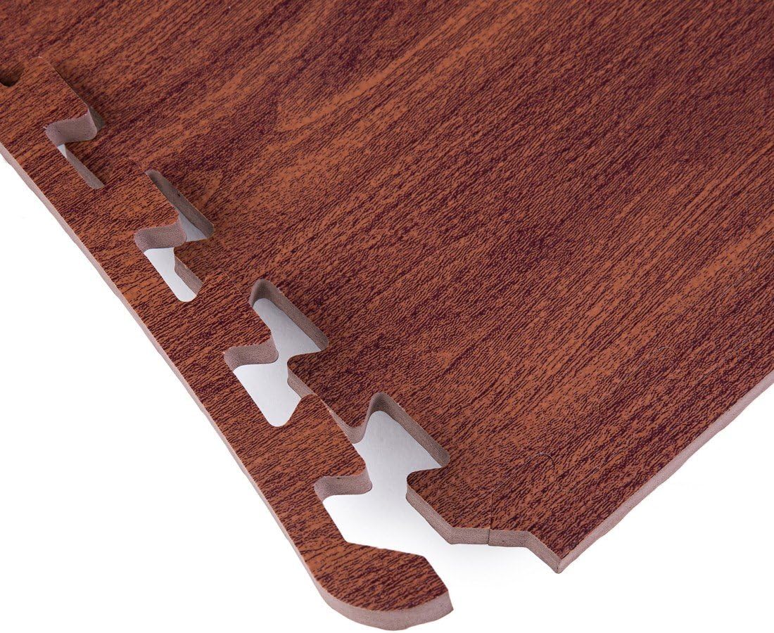 SUPERJARE 16 Tiles Eva Foam Interlocking Tiles Protective Flooring Mat with Borders Dark Wood Grain : Sports & Outdoors