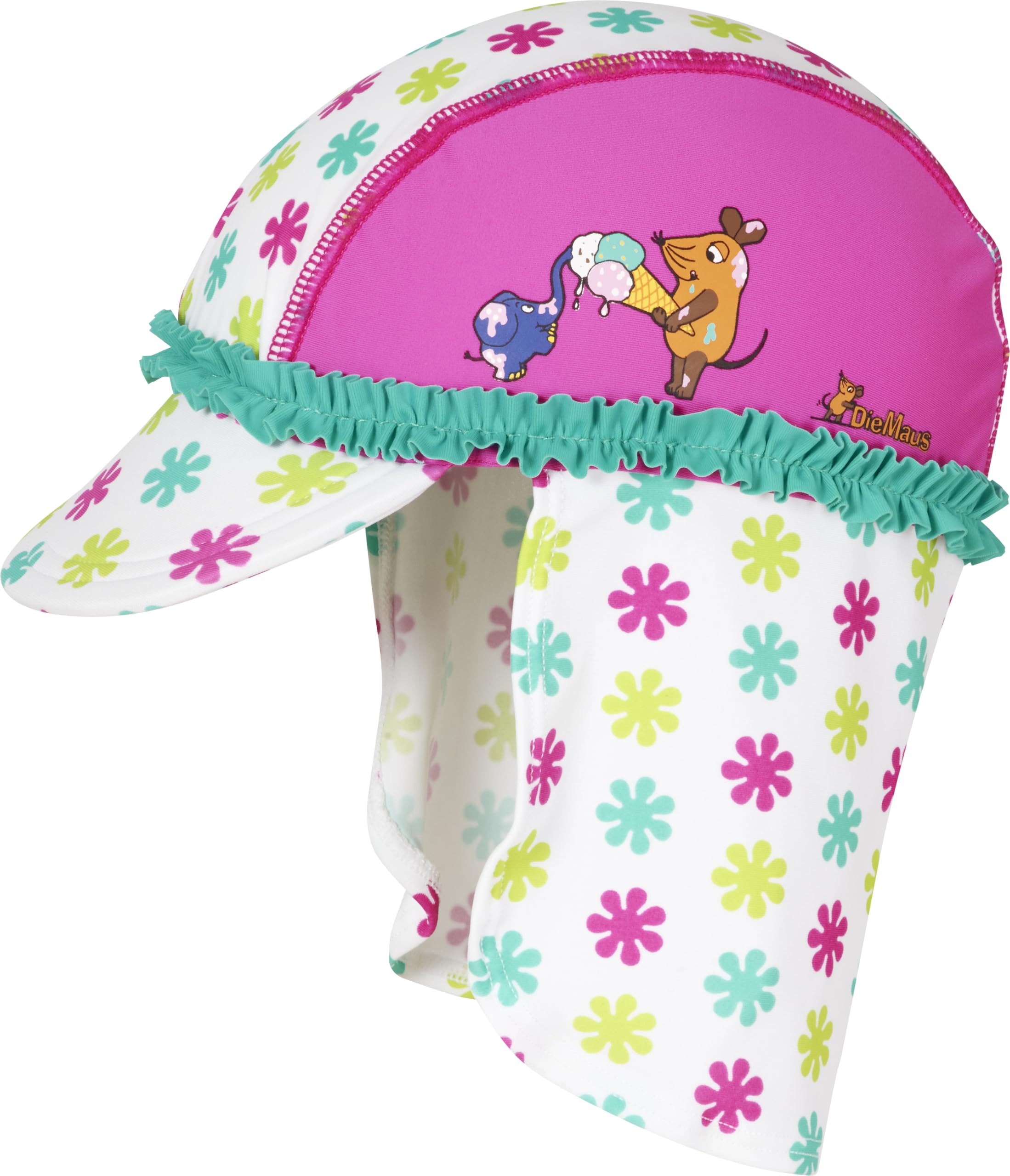 Playshoes Baby - Girl's UV protection hat the mouse flowers 461099, 586 - White/Pink, 53