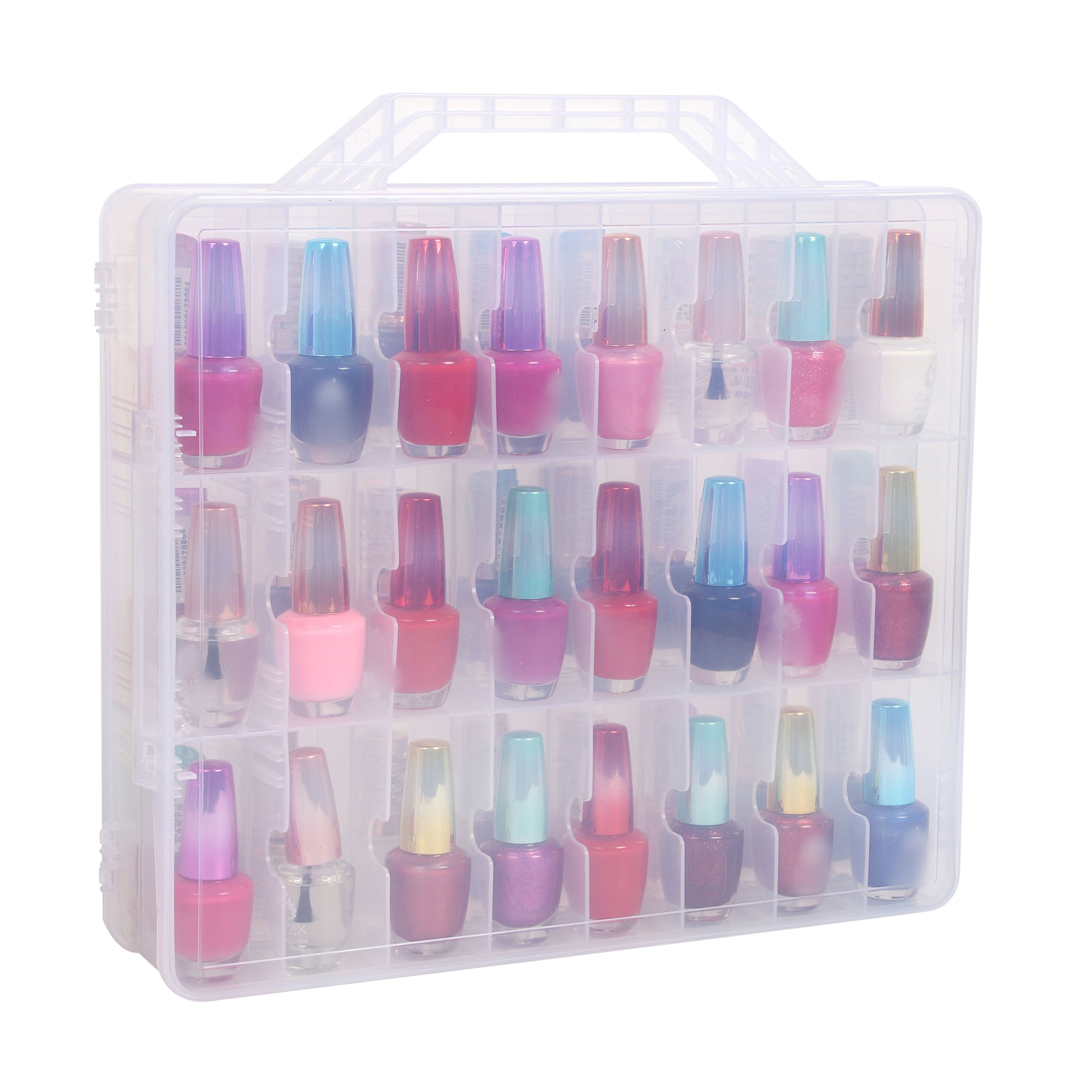 Portable Clear Double Side Nail Polish Organizer Holder Up to 48 Bottle