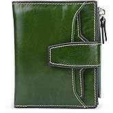 AINIMOER Women's RFID Blocking Leather Small Compact Bi-fold Zipper Pocket Wallet Card Case Purse with id Window