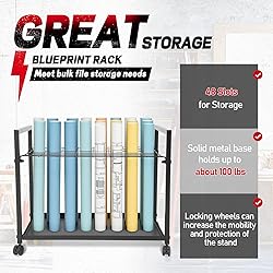 Gelacie Blueprint Storage Rack 48 Slots Portable