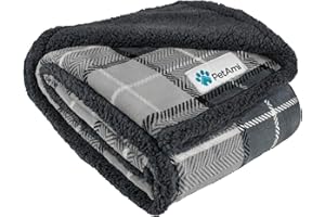 PetAmi Dog Blanket for Medium Large Dogs, Pet Bed Blanket Cat Puppy Kitten, Fleece Furniture Couch Cover Protector Sofa Car, Soft Sherpa Dog Throw Plush Reversible Washable, 40x60 Plaid Dark Gray