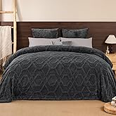 PHF Fluffy Sherpa Fleece Blanket Queen Size for Winter, Warm and Cozy, 510GSM 3D Tufted Shaggy Fleece Blanket for Sofa Bed, Dark Grey, 90"x90"