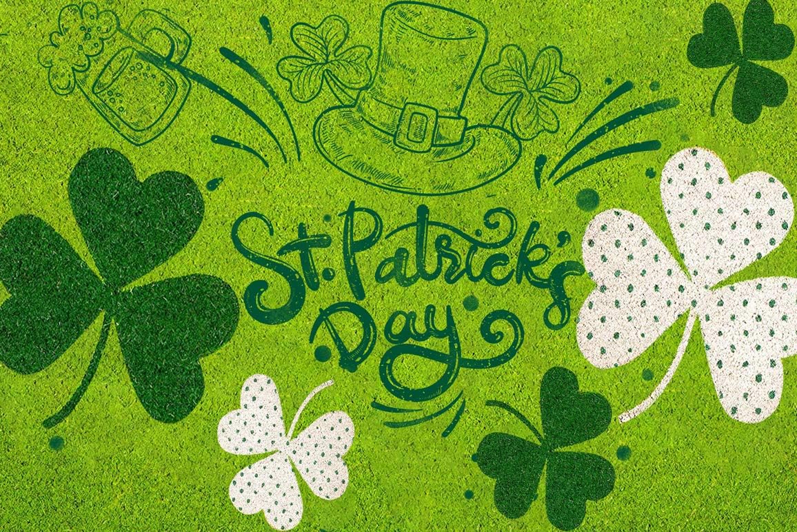 St. Patricks Day Door Mat Indoor Decorations Saint Patrick's Day Doormat Outdoor Floor Decor Mat Non Slip Home Kitchen Flannel Carpets Living Room Carpet Bathroom Rugs 18 x 30 Inch Green